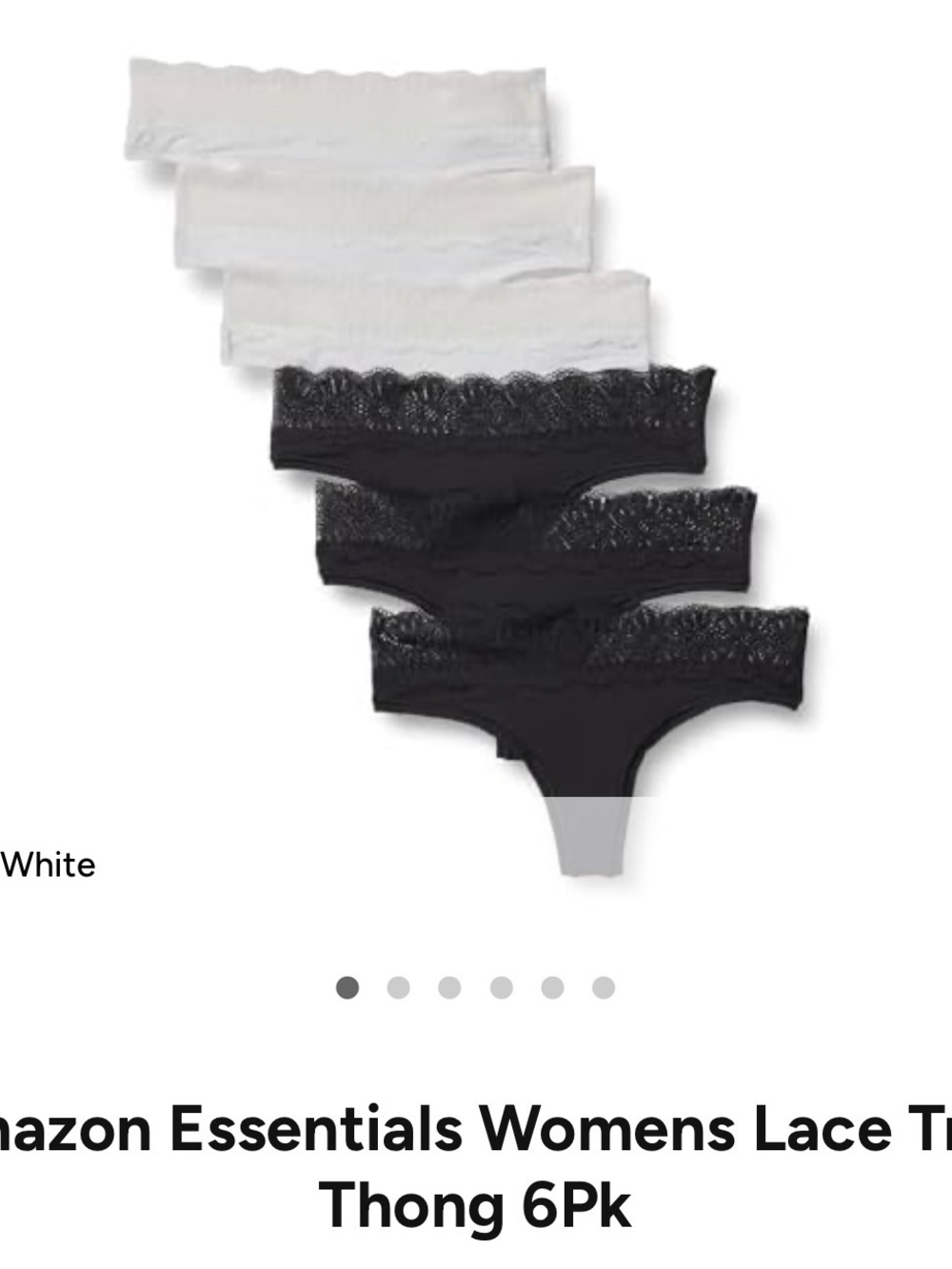 2 pack of Amazon Essentials Black & White Lace-Trim Thong Panty Set
